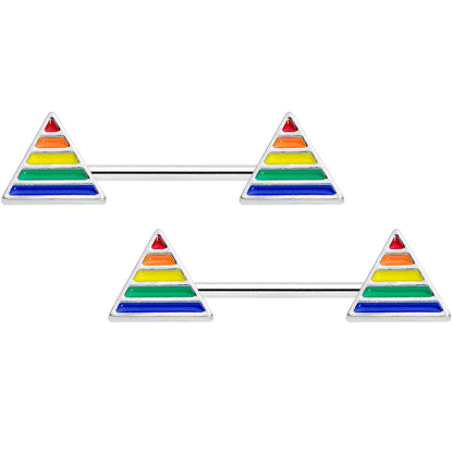 14G 9/16 Rainbow Pride Triangle Barbell Nipple Ring Set