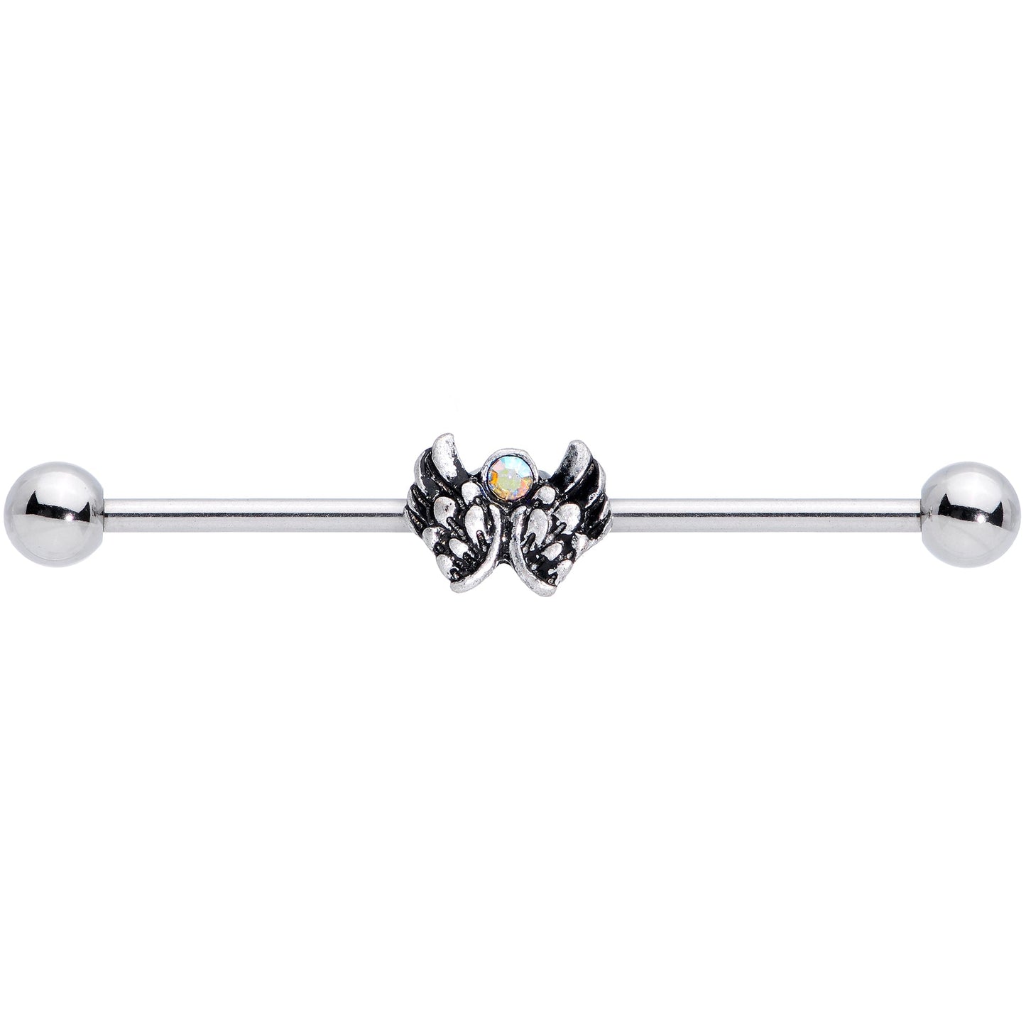 14G Aurora Gem Angel Wings Christmas Industrial Barbell 38mm