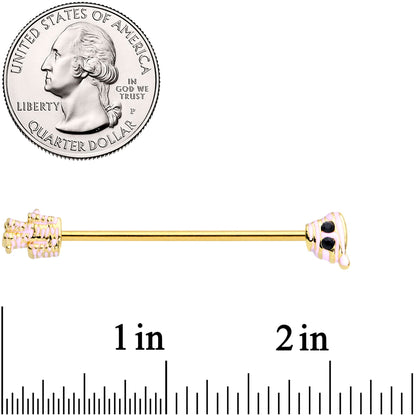 14G Black Gem Gold Tone Mummy Halloween Industrial Barbell 38mm