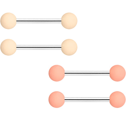 14G 9/16 Cream Peach Matte Barbell Nipple Ring Set of 4