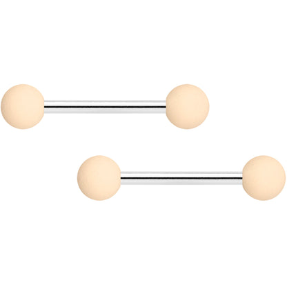 14G 9/16 Cream Peach Matte Barbell Nipple Ring Set of 4