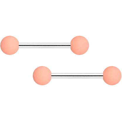 14G 9/16 Cream Peach Matte Barbell Nipple Ring Set of 4