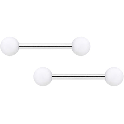 14G 9/16 Tan White Matte Barbell Nipple Ring Set of 4