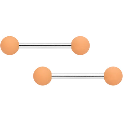 14G 9/16 Tan White Matte Barbell Nipple Ring Set of 4