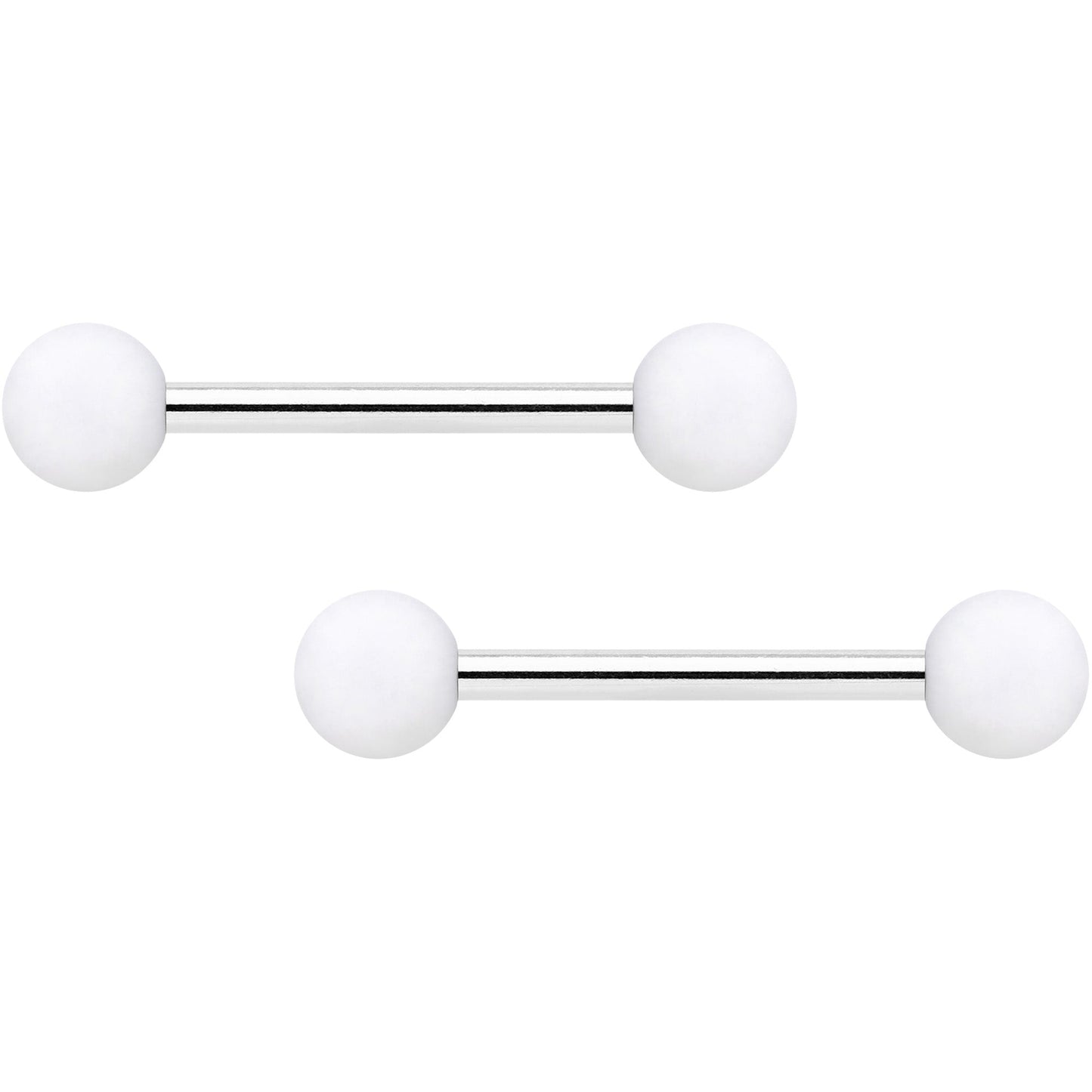 14G 9/16 Hot Pink White Matte Barbell Nipple Ring Set of 4