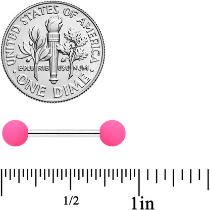 14G 9/16 Hot Pink White Matte Barbell Nipple Ring Set of 4