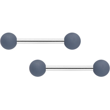 14G 9/16 Hot Pink Grey Matte Barbell Nipple Ring Set of 4