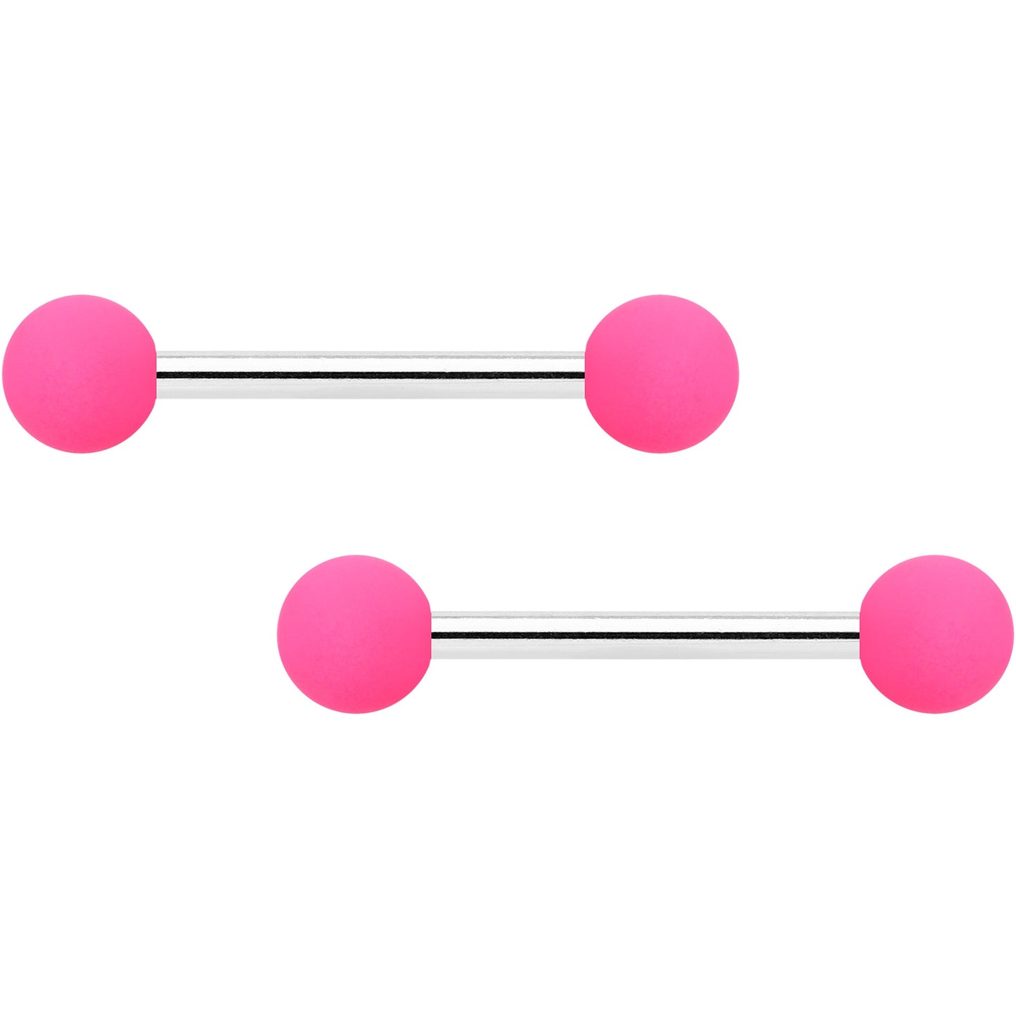 14G 9/16 Hot Pink Grey Matte Barbell Nipple Ring Set of 4