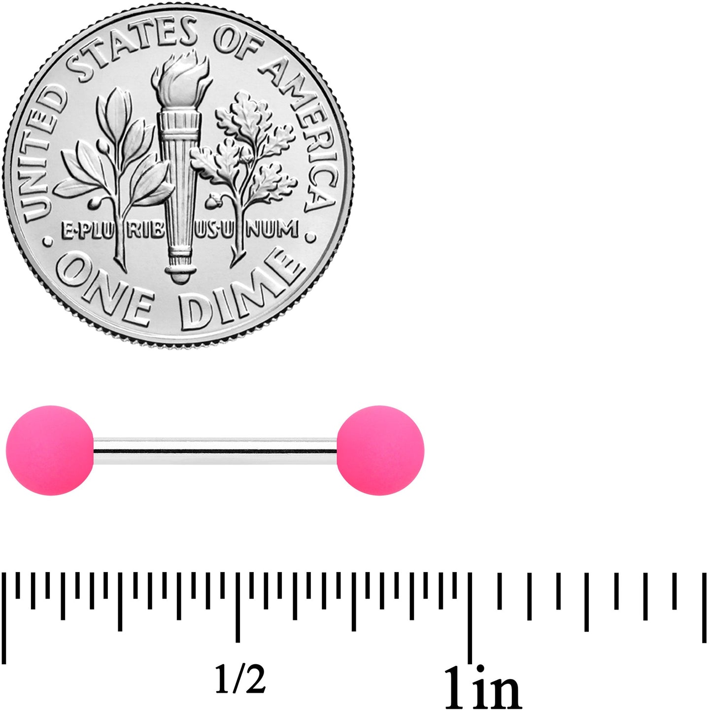 14G 9/16 Hot Pink Grey Matte Barbell Nipple Ring Set of 4