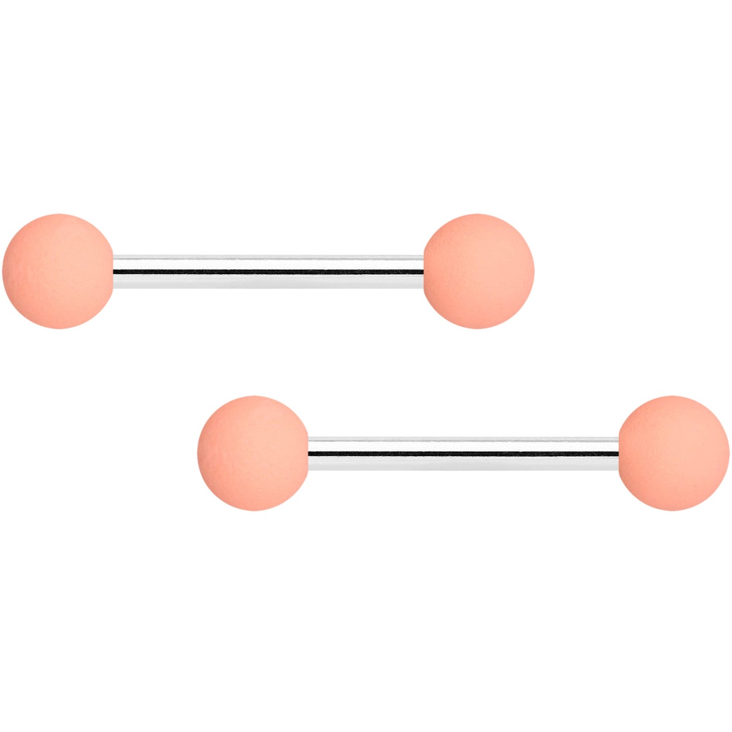14G 9/16 Peach Matte Barbell Nipple Ring Set
