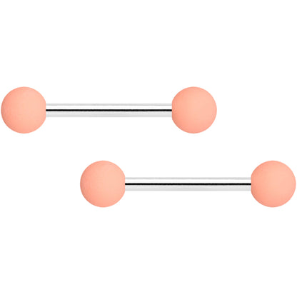 14G 9/16 Peach Matte Barbell Nipple Ring Set