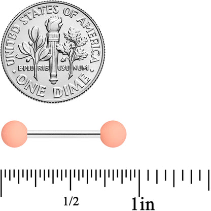 14G 9/16 Peach Matte Barbell Nipple Ring Set