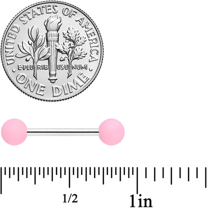 14G 9/16 Petal Pink Matte Barbell Nipple Ring Set