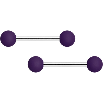 14G 9/16 Dark Purple Matte Barbell Nipple Ring Set