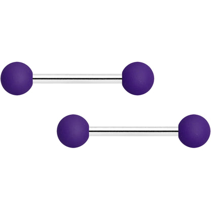 14G 9/16 Purple Matte Barbell Nipple Ring Set