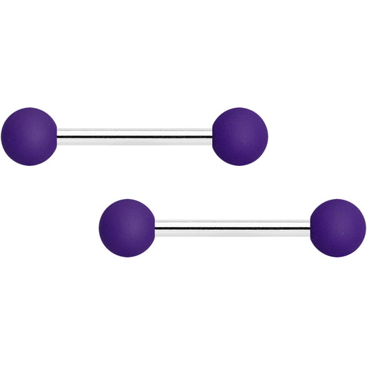 14G 9/16 Purple Matte Barbell Nipple Ring Set