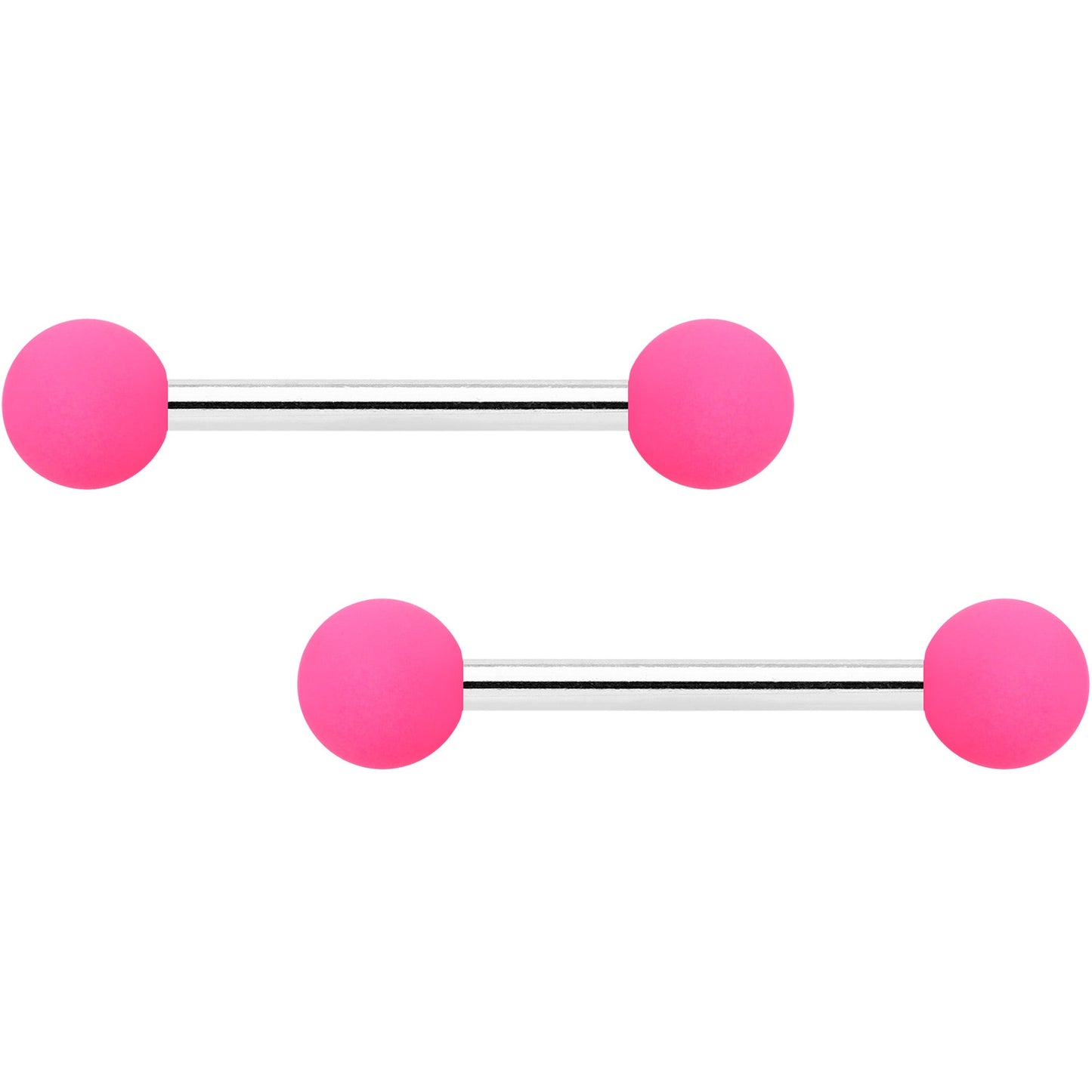 14G 9/16 Hot Pink Matte Barbell Nipple Ring Set