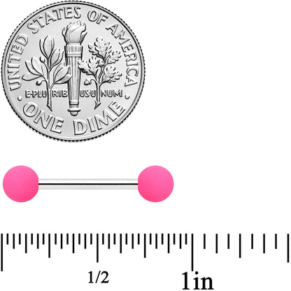 14G 9/16 Hot Pink Matte Barbell Nipple Ring Set