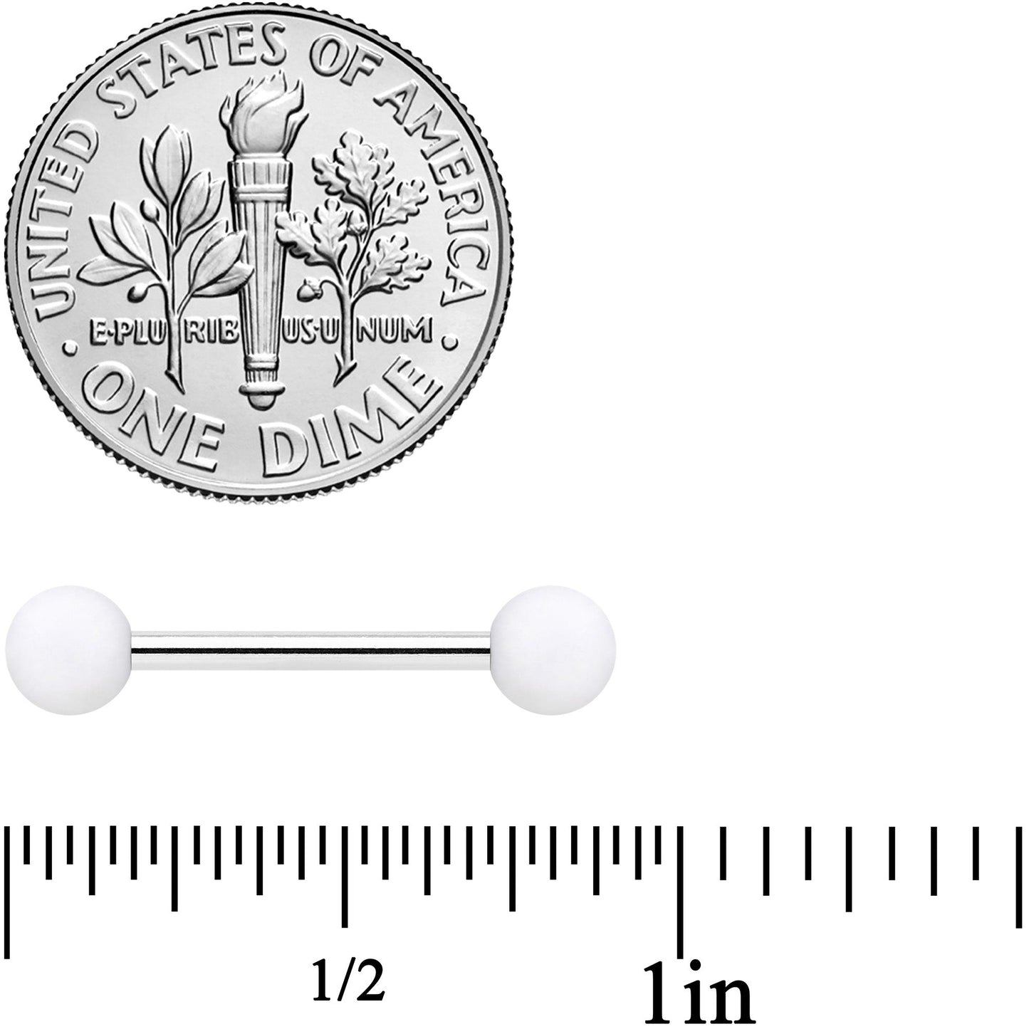 14G 9/16 White Matte Barbell Nipple Ring Set