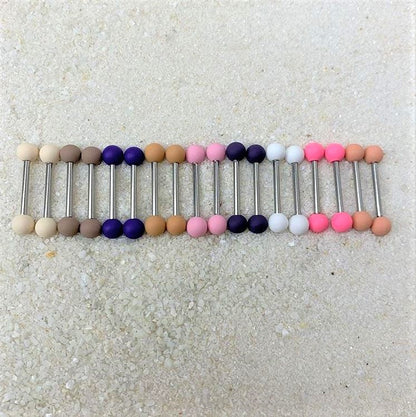 14G 9/16 Purple Matte Barbell Nipple Ring Set