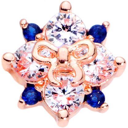 16G 1/4 Clear CZ Gem Rose Gold Tone Bow Star Cartilage Tragus