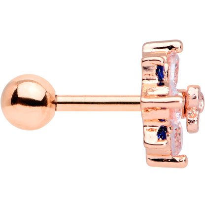 16G 1/4 Clear CZ Gem Rose Gold Tone Bow Star Cartilage Tragus