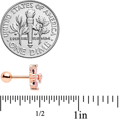 16G 1/4 Clear CZ Gem Rose Gold Tone Bow Star Cartilage Tragus