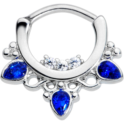 16G 5/16 Clear Blue Gem Royalty Septum Clicker