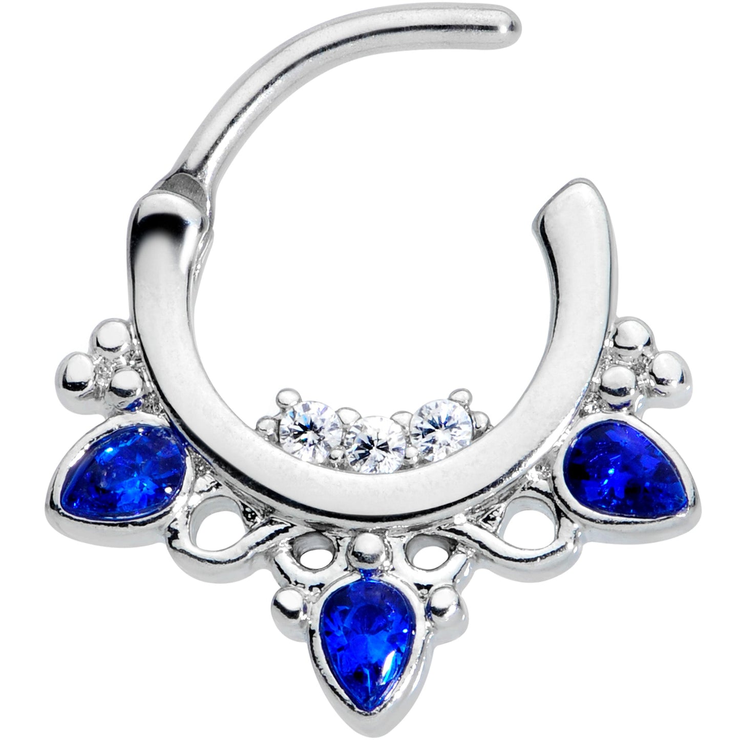 16G 5/16 Clear Blue Gem Royalty Septum Clicker