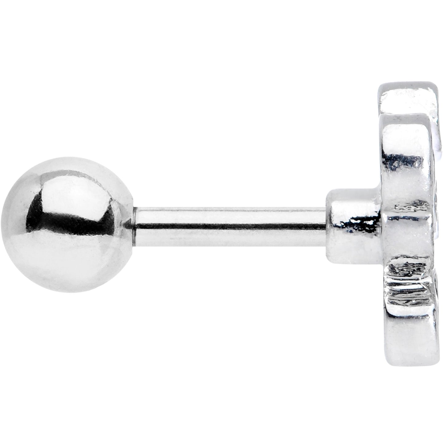 16G 1/4 Black White Panda Bear Cartilage Tragus Earring