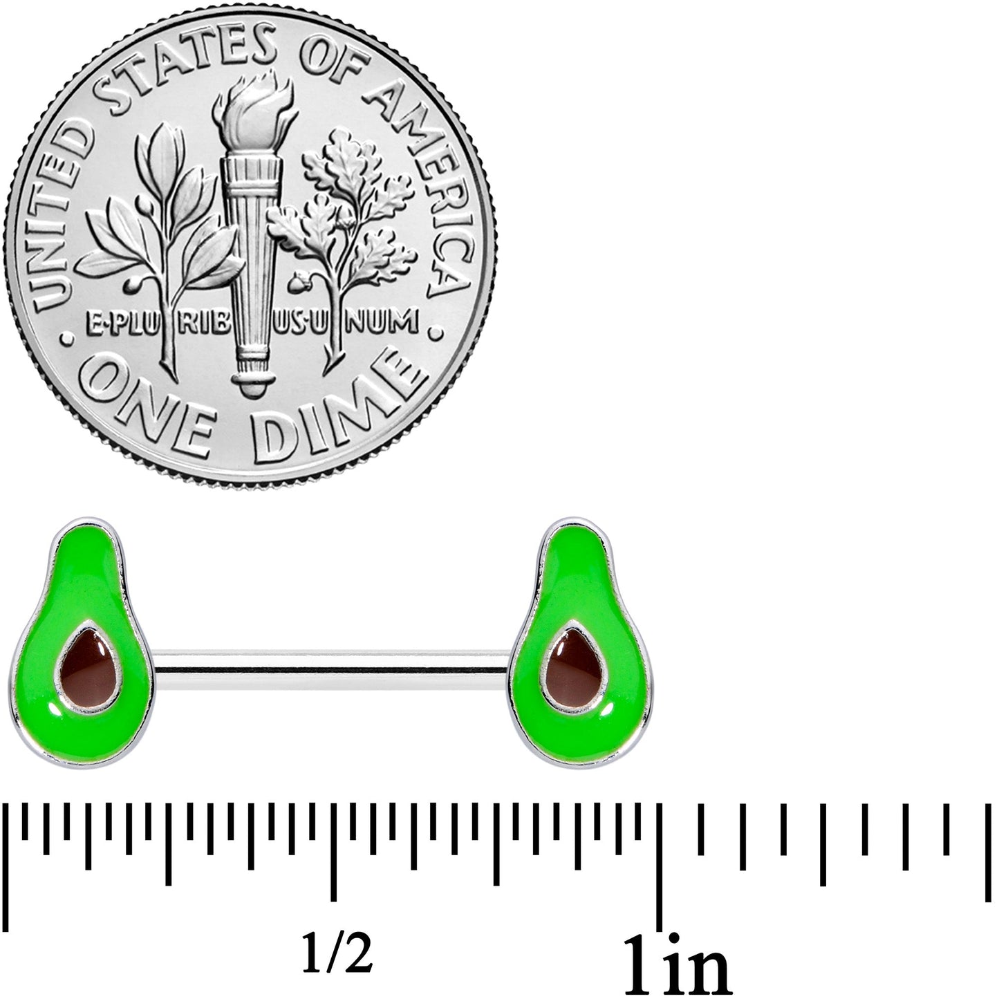 14G 9/16 Groovy Green Avocado Barbell Nipple Ring Set