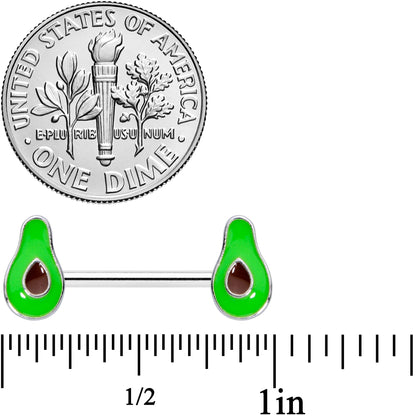 14G 9/16 Groovy Green Avocado Barbell Nipple Ring Set