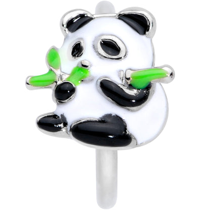 18G 3/8 Black White Hungry Panda Nose Hoop