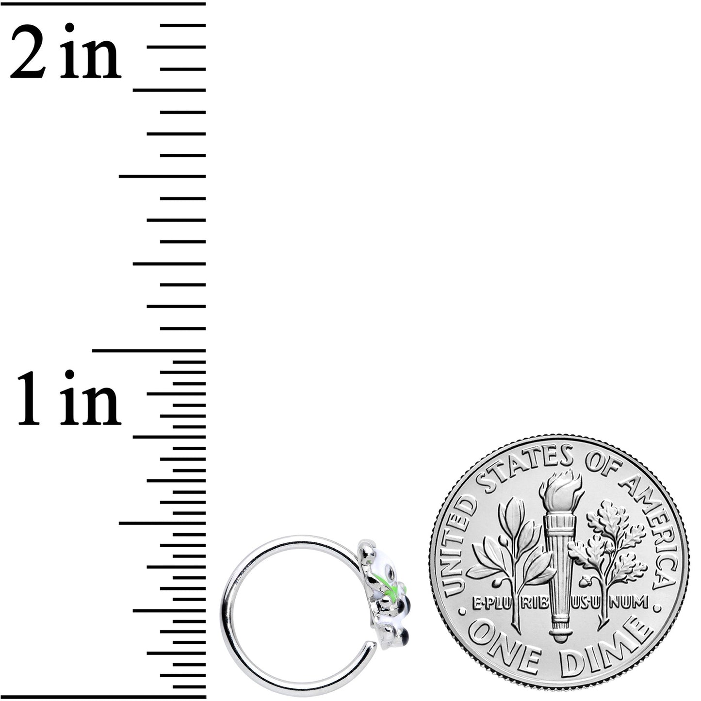 18G 3/8 Black White Hungry Panda Nose Hoop