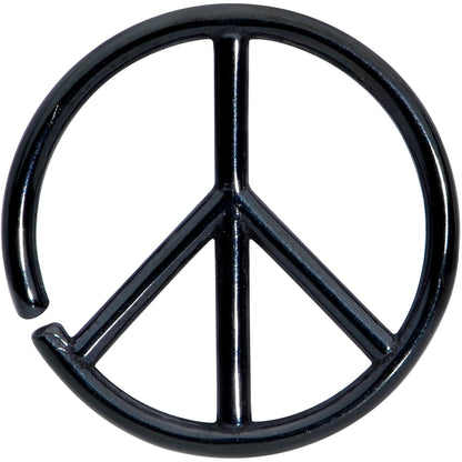 16G 1/4 Black Retro Peace Sign Closure Ring