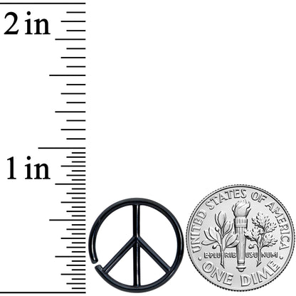 16G 1/4 Black Retro Peace Sign Closure Ring