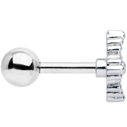 16G 1/4 Clear Gem Textured Cross Cartilage Tragus Earring