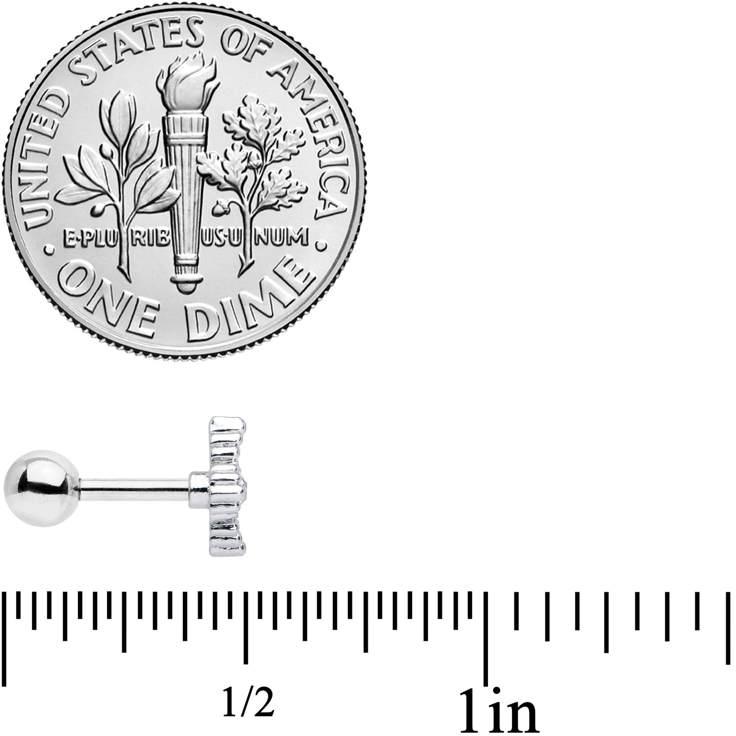 16G 1/4 Clear Gem Textured Cross Cartilage Tragus Earring