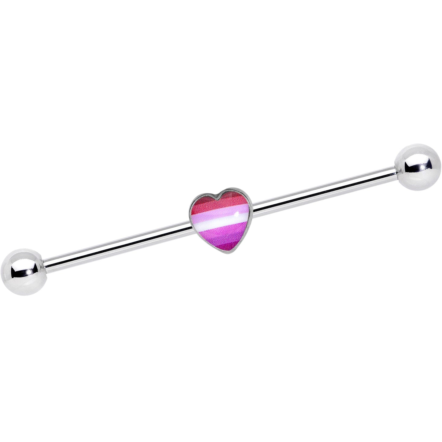 14G Pink Red Lesbian Pride Heart Industrial Barbell 38mm