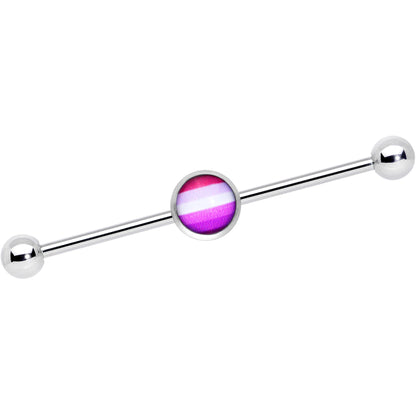 14G Pink Red White Lesbian Pride Flag Industrial Barbell 38mm
