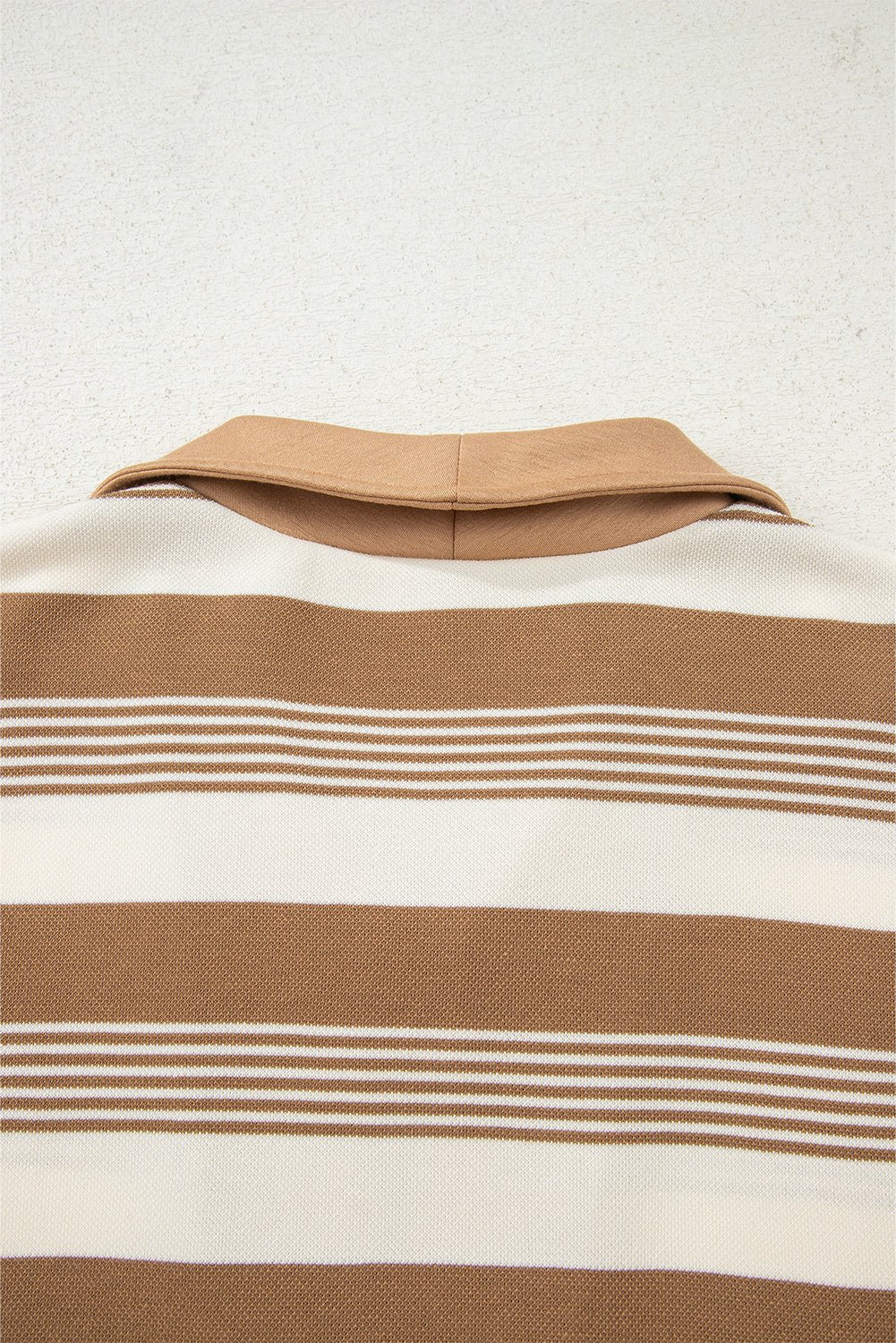 Khaki Stripe Zip Collar Patchwork Vintage Fashion Sweatshirt - Jaico Online Shop