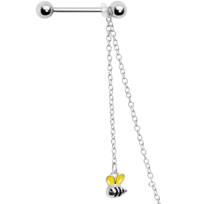 14G 9/16 Yellow Flower Bee Dangle Nipple Chain