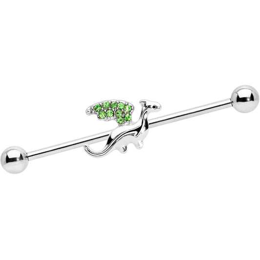14G Green Gem Dragon Industrial Barbell 38mm