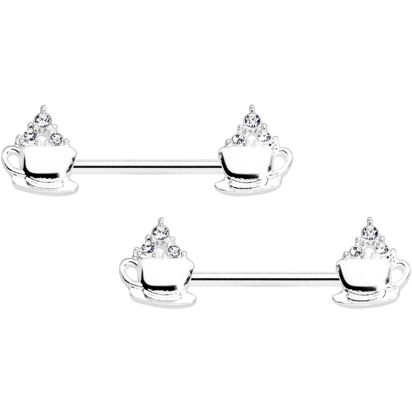 14G 9/16 Clear Gem Hot Cocoa Barbell Nipple Ring Set