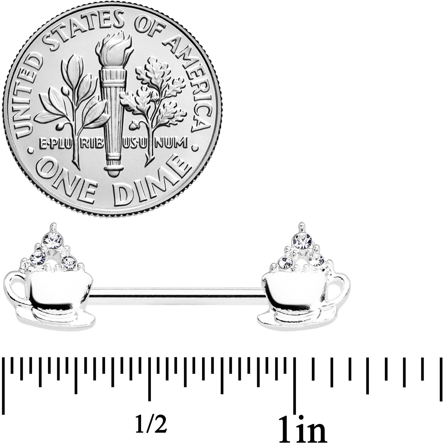 14G 9/16 Clear Gem Hot Cocoa Barbell Nipple Ring Set