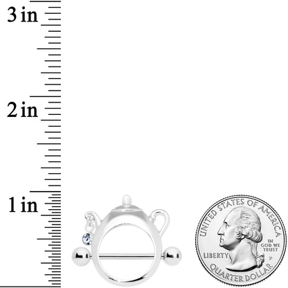 14G 5/8 Clear Gem Teapot Nipple Shield Set