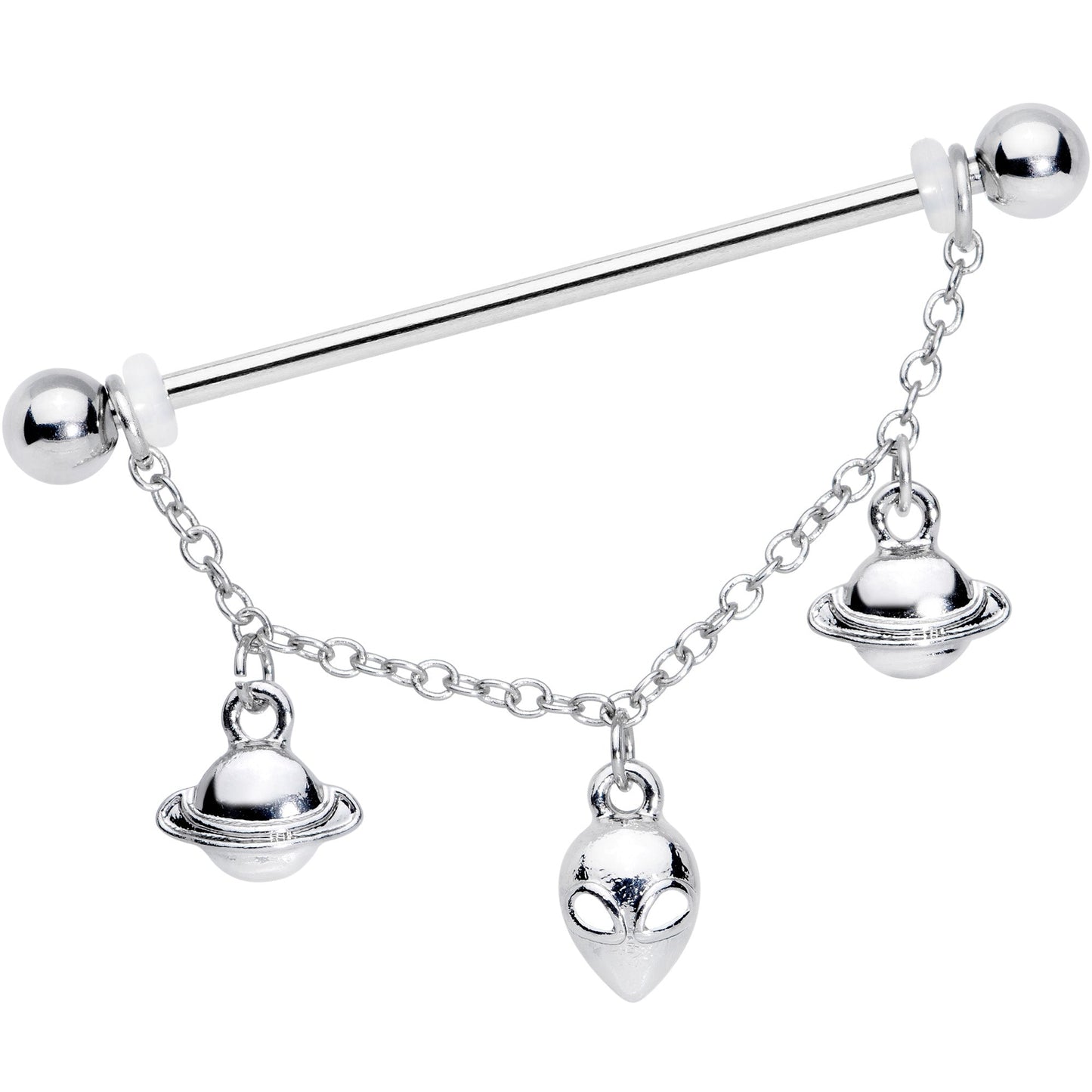 14G Saturn Alien Dangle Industrial Barbell 38mm