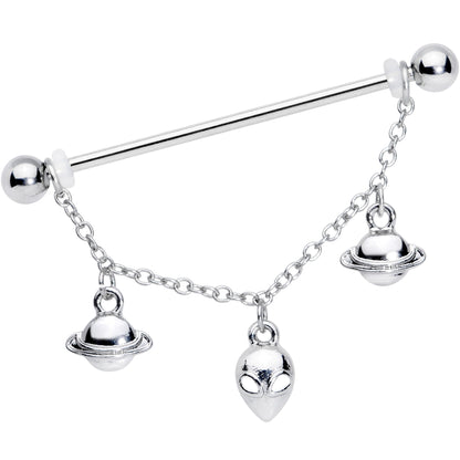 14G Saturn Alien Dangle Industrial Barbell 38mm