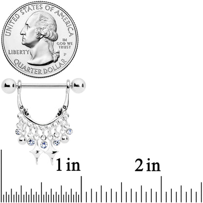 14G 5/8 Clear Gem Moons Dangle Nipple Ring Set