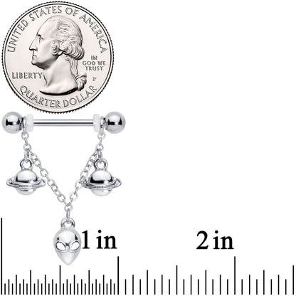 14G 5/8 Saturn Alien Dangle Nipple Ring Set